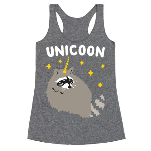 Unicoon Raccoon Unicorn  Racerback Tank
